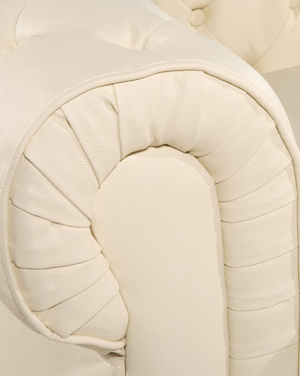 Chesterfield Lenestol Beige Ekte Skinn Moderne