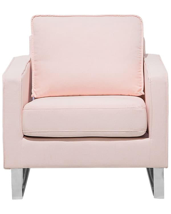 Lenestol Rosa Polyesterstoff Sølvfarget understell 76 x 82 x 82 cm Minimalistisk design Hvilestol Stue