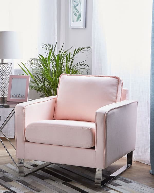 Lenestol Rosa Polyesterstoff Sølvfarget understell 76 x 82 x 82 cm Minimalistisk design Hvilestol Stue