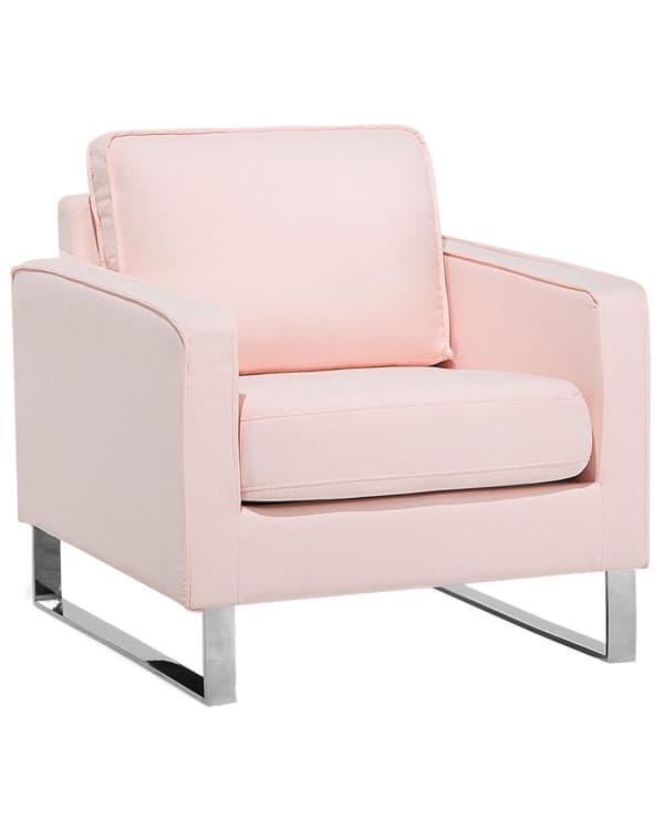 Lenestol Rosa Polyesterstoff Sølvfarget understell 76 x 82 x 82 cm Minimalistisk design Hvilestol Stue