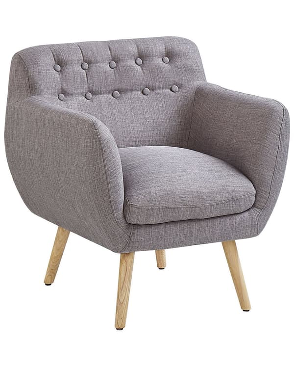 Lenestol grå stoffkledning med knapper Retro Club Chair Retro Style