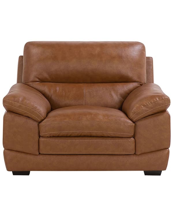 Lenestol Brunt Skinn 85L x 115W x 89H cm Ekstra Sitteplass Retro