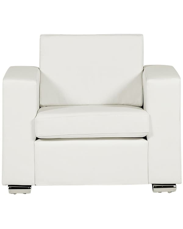 Lenestol Klubbstol Hvit Spalteskinnkledning Forkrommede Ben Retrodesign