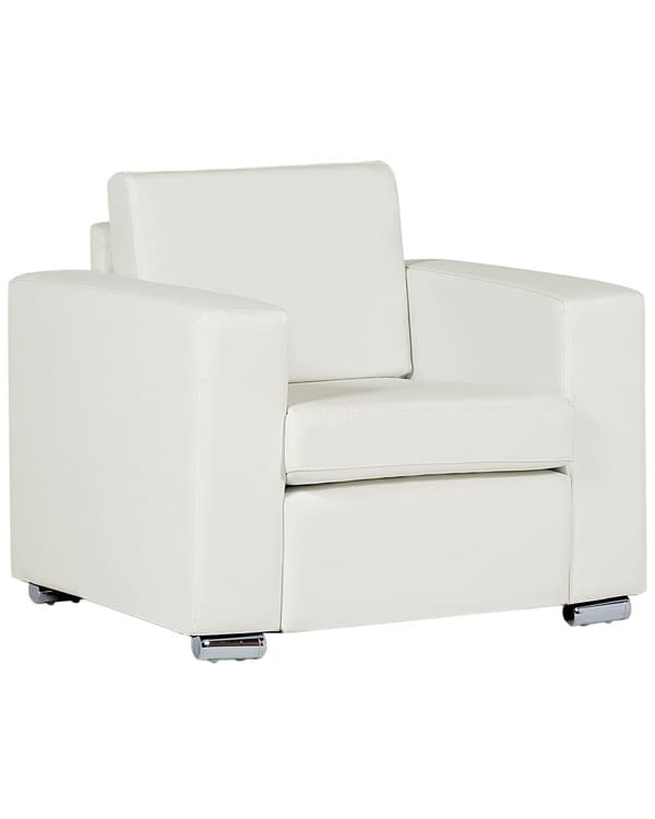Lenestol Klubbstol Hvit Spalteskinnkledning Forkrommede Ben Retrodesign