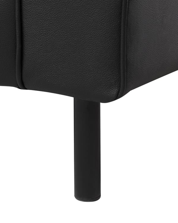 Lenestol Svart Spalteskinn Minimalistisk Stue Aksentstol Svarte Ben Skinnearm