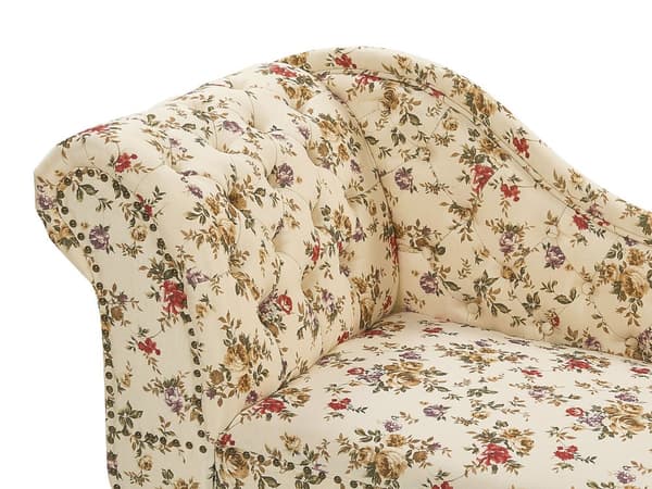 Sjeselong Beige Flerfarget venstrehånds polyesterstoff med knappede spikerhoder og blomstermønster