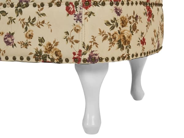 Sjeselong Beige Flerfarget venstrehånds polyesterstoff med knappede spikerhoder og blomstermønster