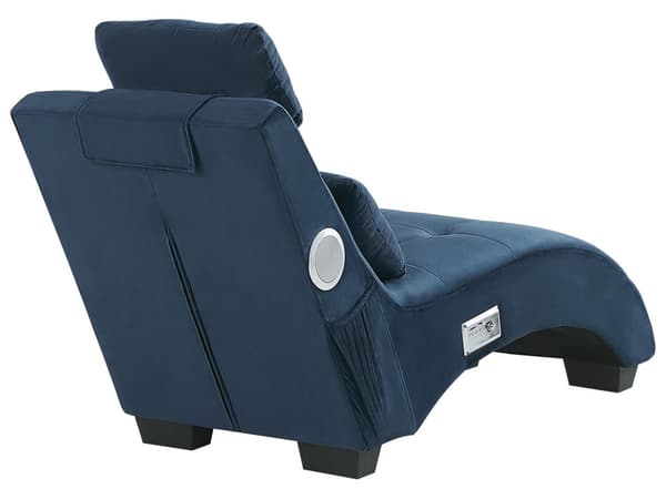 Sjeselong blå innebygd Bluetooth-høyttaler USB-lader moderne design buet design 1 person sofa stue
