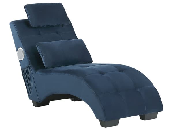 Sjeselong blå innebygd Bluetooth-høyttaler USB-lader moderne design buet design 1 person sofa stue