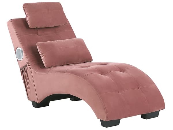 Sjeselong rosa innebygd Bluetooth-høyttaler USB-lader moderne design buet design 1 person sofa stue