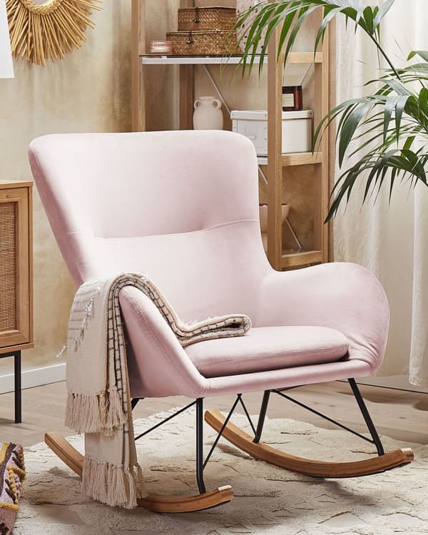 Gyngestol Rosa Fløyel Treben Stue barnerom Elegant