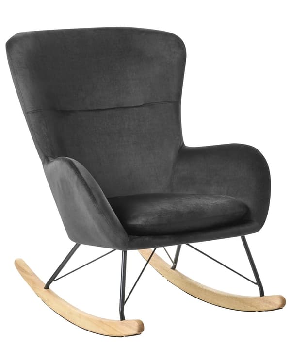 Gyngestol Sort Fløyel Treben Stue barnerom Elegant