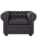 Miniatyrbilde 4 av 9: Chesterfield Lenestol Svart Ekte Skinn Moderne