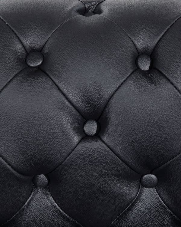 Chesterfield Lenestol Svart Ekte Skinn Moderne