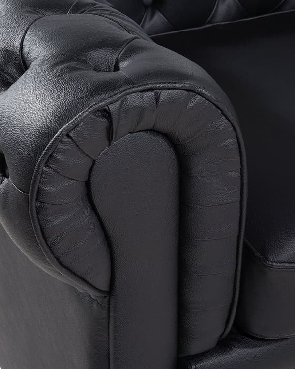 Chesterfield Lenestol Svart Ekte Skinn Moderne