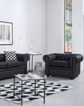 Miniatyrbilde 2 av 9: Chesterfield Lenestol Svart Ekte Skinn Moderne