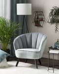 Miniatyrbilde 2 av 10: Lenestol Lysegrå Polstret Fløyel Glam Skjellformet rygg Glamour Moderne Stue Soverom