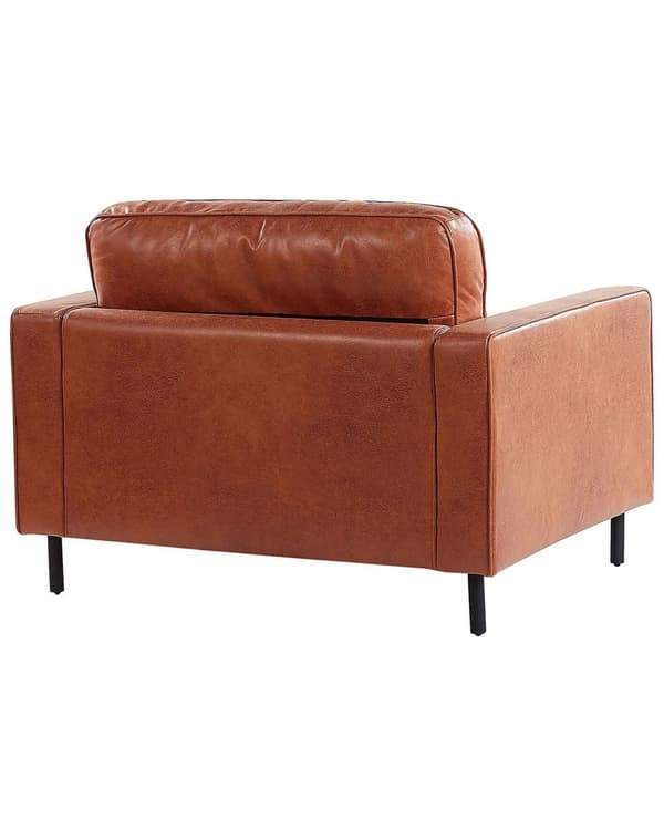 Lenestol Gull Brun Kunstskinn Retro Stue Svarte Ben Retrostil