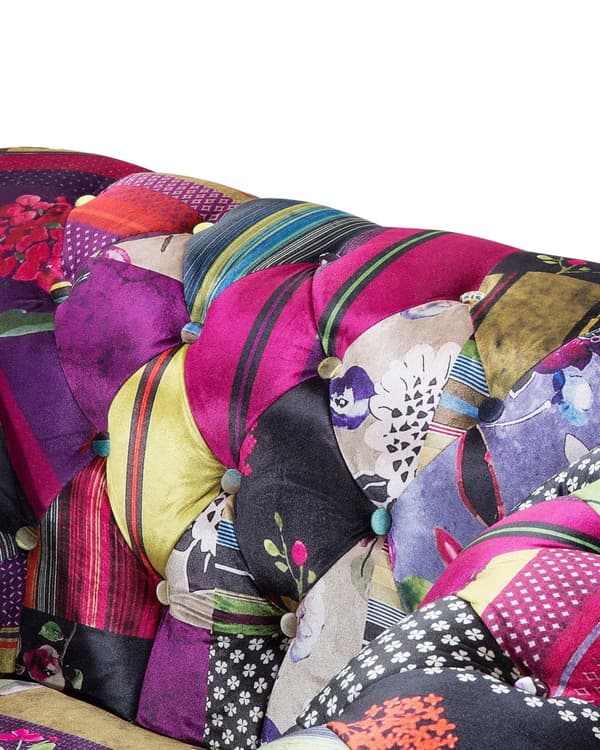 Lenestol Flerfarget Tuftet Armer Lilla Patchwork Eklektisk