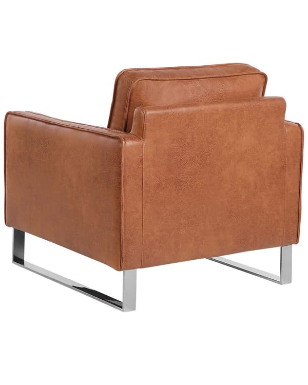 Lenestol Brun Kunstskinn Sølvfarget understell 76 x 82 x 82 cm Minimalistisk design Hvilestol Stue
