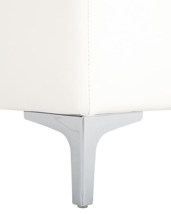 Lenestol Hvit Imitert skinn Justerbar rygg Metallben Dekorative knapper Moderne design Hvilestol Stue