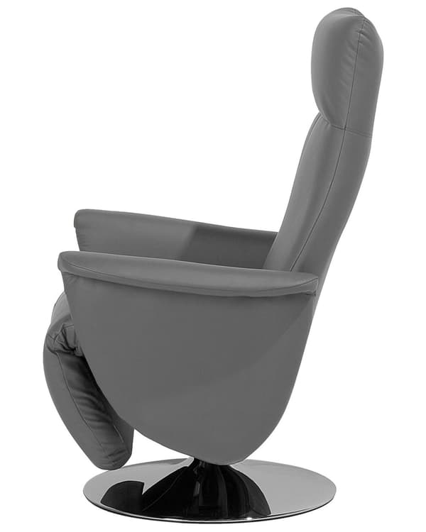 Lenestol Svart Kunstskinn Justerbar Grå Metallbase Uttrekkbar Fotskammel Høy rygg Minimalistisk Moderne Design
