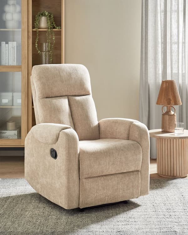 Lenestol Beige Stofftrekk Polyester Hvit USB-port Moderne posisjoneringsstol Design Stue