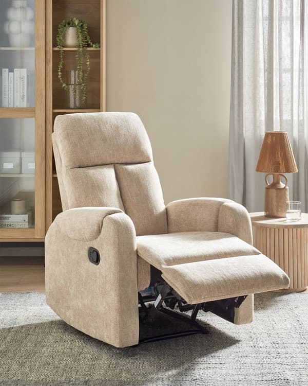 Lenestol Beige Stofftrekk Polyester Hvit USB-port Moderne posisjoneringsstol Design Stue