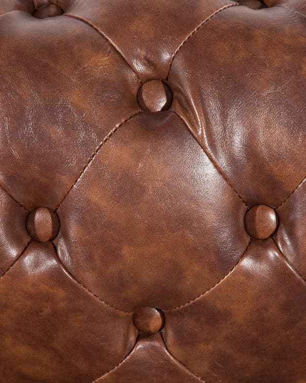 Chesterfield Lenestol Brun Imitert Skinn Svarte Ben