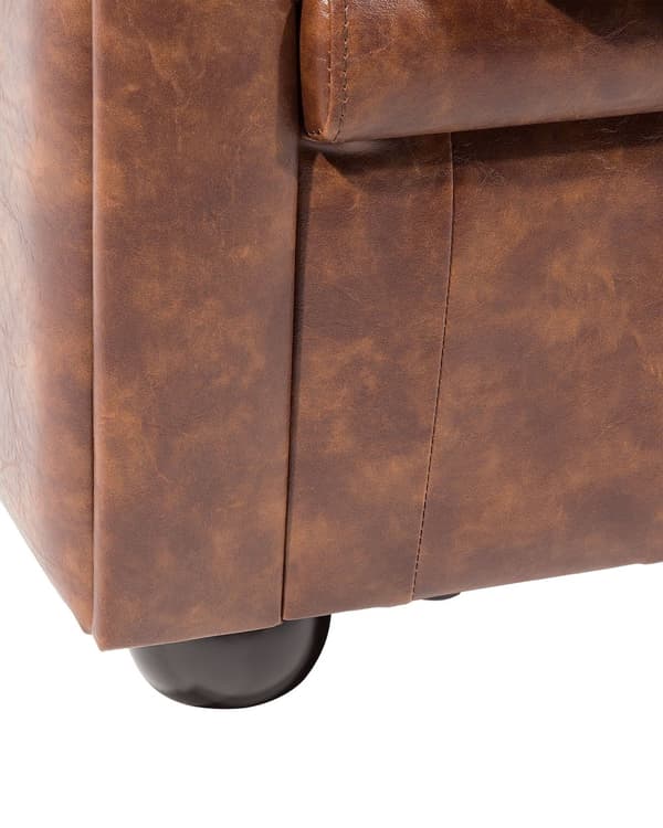 Chesterfield Lenestol Brun Imitert Skinn Svarte Ben