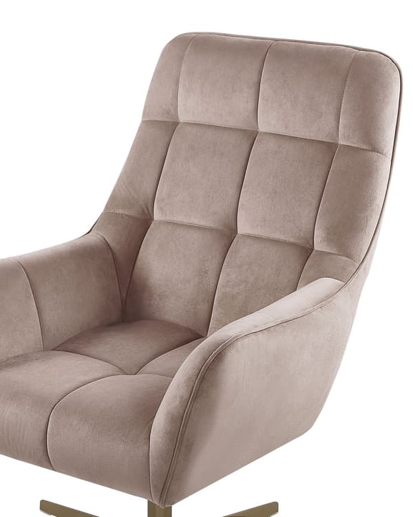 Lenestol og fotskammel Beige fløyelspolstring Gull metallben Moderne Retro Tradisjonell Stue Interiørdel