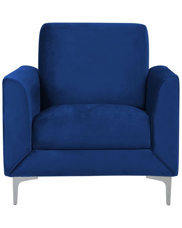 Lenestol Blå Fløyel 75 x 89 x 90 cm Tykk Stol Retro