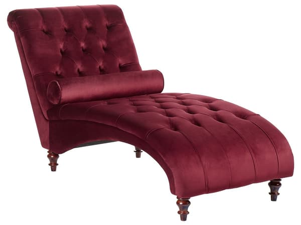 Sjeselong rød fløyel Chesterfield Buttoned Moderne stue sjeselong treben