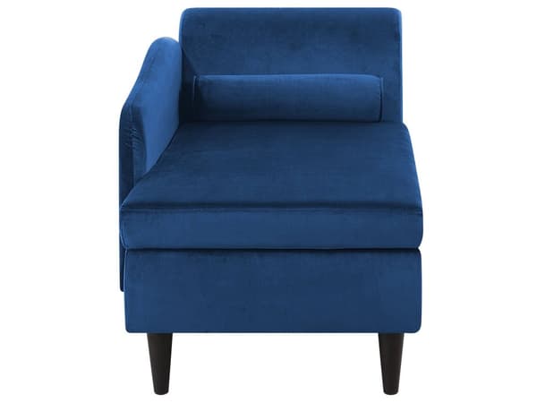 Sjeselong med Blå Fløyelspolstring med Oppbevaring Høyre med Bolster