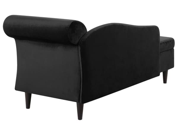 Sjeselong med Svart Fløyelspolstring med Oppbevaring Høyre med Bolster
