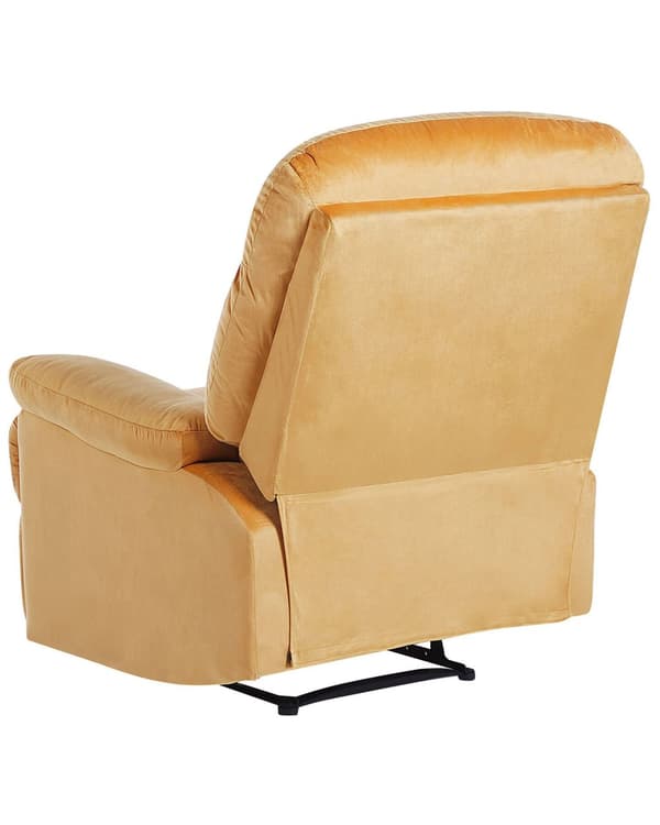 Hvilestol Gul Fløyelstrekk Manuelt Justerbar Rygg Fotstøtte Retro Design