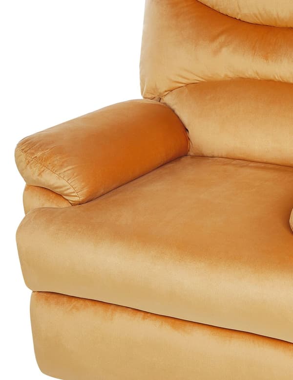 Hvilestol Gul Fløyelstrekk Manuelt Justerbar Rygg Fotstøtte Retro Design