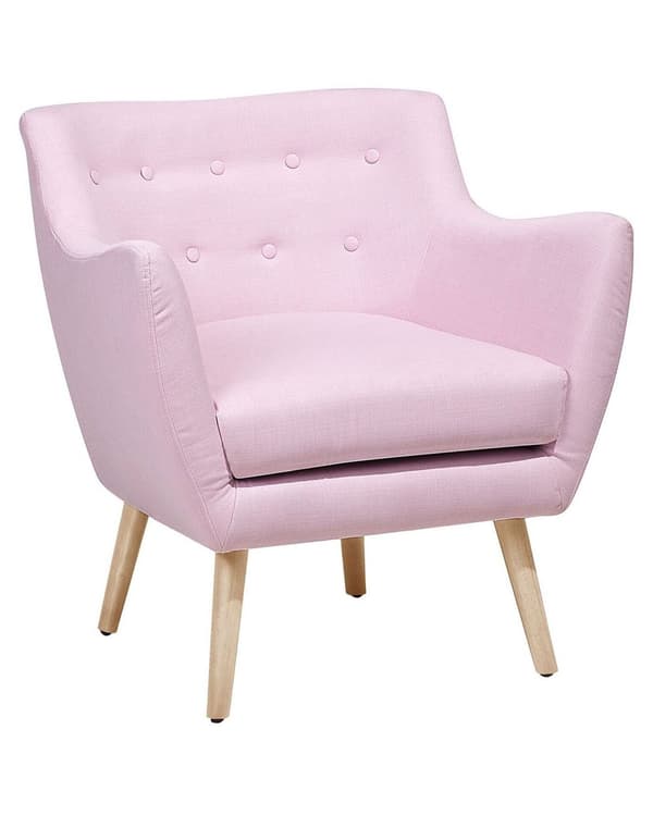 Lenestol Rosa Stoffknapp Rygg Gummitreben Moderne