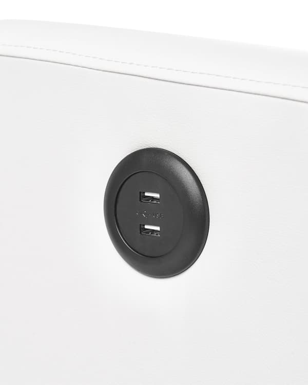 Hvilestol Hvit Imitert skinn USB-inngang Justerbar rygg- og fotstøtte Moderne design Lenestol Stue