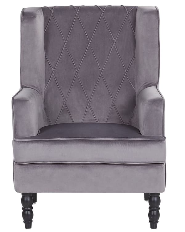 Lenestol med fotskammel Grått fløyelsstoff Treben Wingback Style