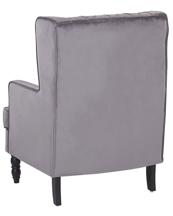 Lenestol med fotskammel Grått fløyelsstoff Treben Wingback Style