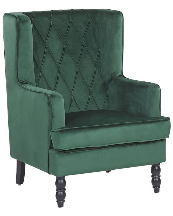 Lenestol med fotskammel Grønt fløyelsstoff Treben Wingback Stil