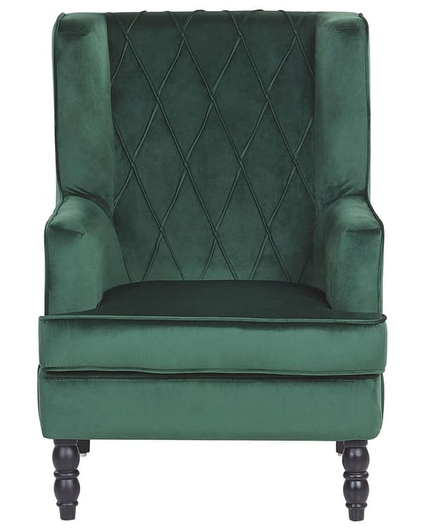 Lenestol med fotskammel Grønt fløyelsstoff Treben Wingback Stil