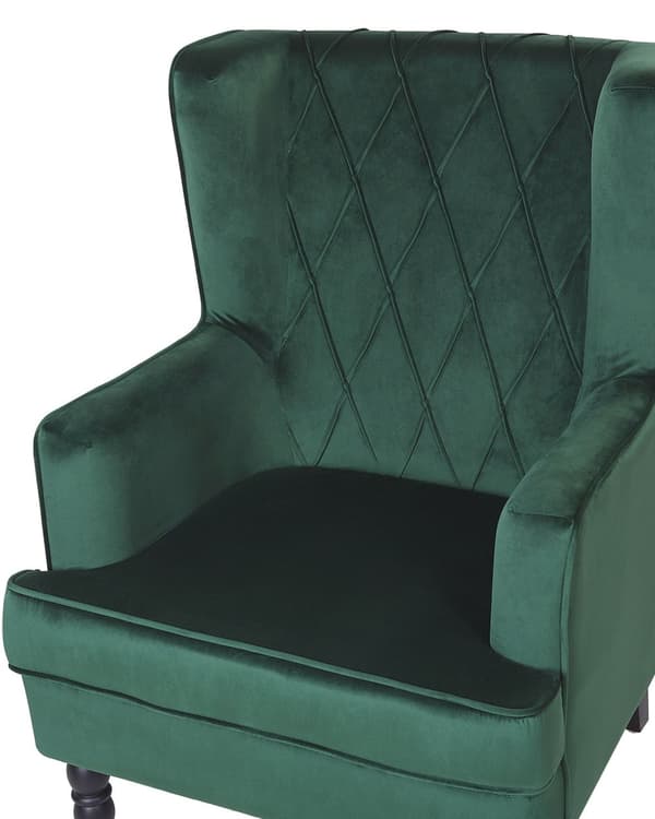 Lenestol med fotskammel Grønt fløyelsstoff Treben Wingback Stil