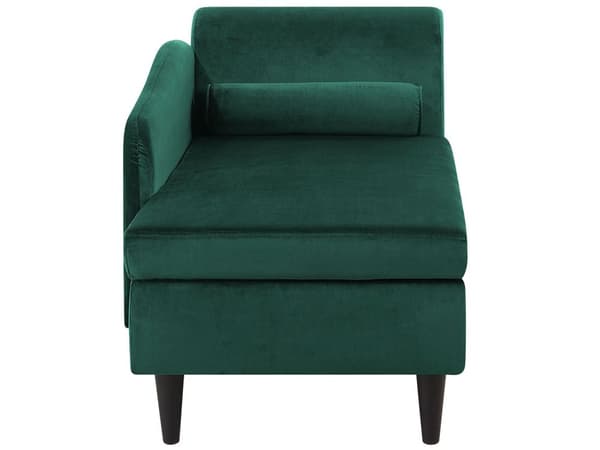Sjeselong med Grønn Fløyelspolstring med Oppbevaring Høyre med Bolster