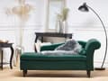 Miniatyrbilde 2 av 11: Sjeselong med Grønn Fløyelspolstring med Oppbevaring Høyre med Bolster