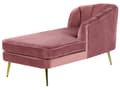 Miniatyrbilde 5 av 10: Sjeselong Rosa Fløyel Møbeltrekk Gull Metallben Venstrevendt Stue Elegant Moderne