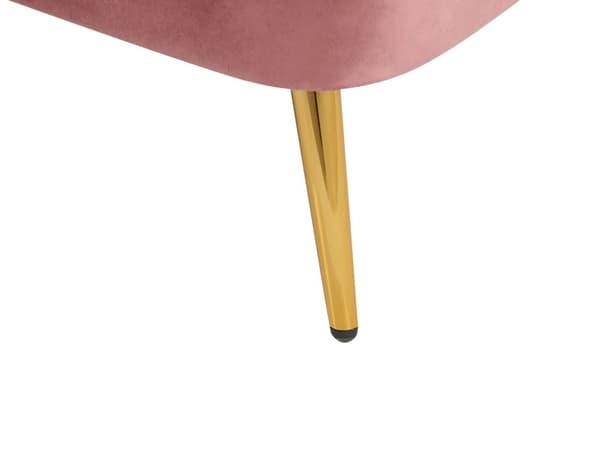 Sjeselong Rosa Fløyel Møbeltrekk Gull Metallben Venstrevendt Stue Elegant Moderne