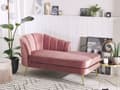 Miniatyrbilde 2 av 10: Sjeselong Rosa Fløyel Møbeltrekk Gull Metallben Venstrevendt Stue Elegant Moderne