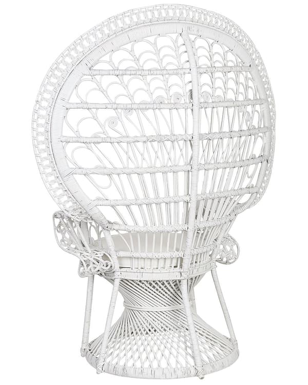 Beige Påfuglelænestol Rattan 150 x 68 cm Fletflettet Hynde til Højt Rygsæde